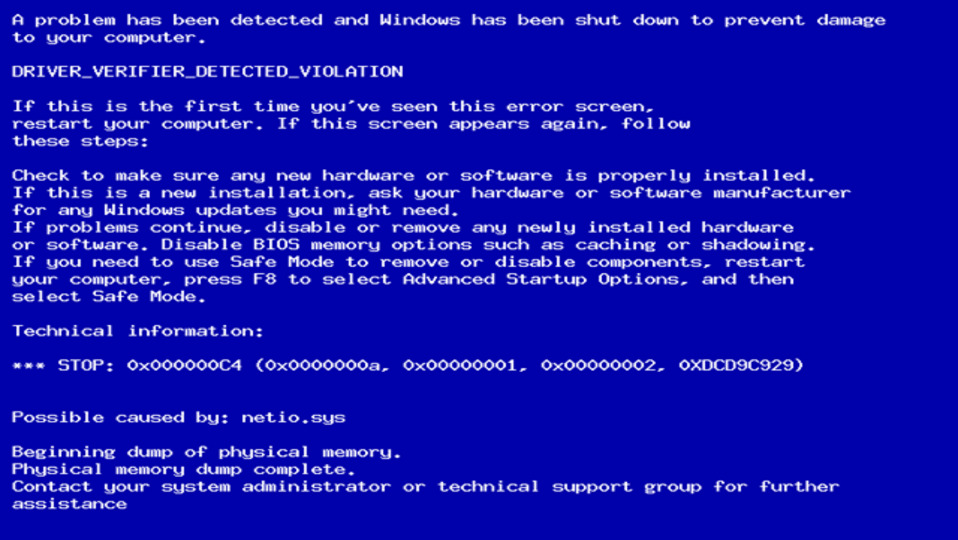 Системная ошибка Windows